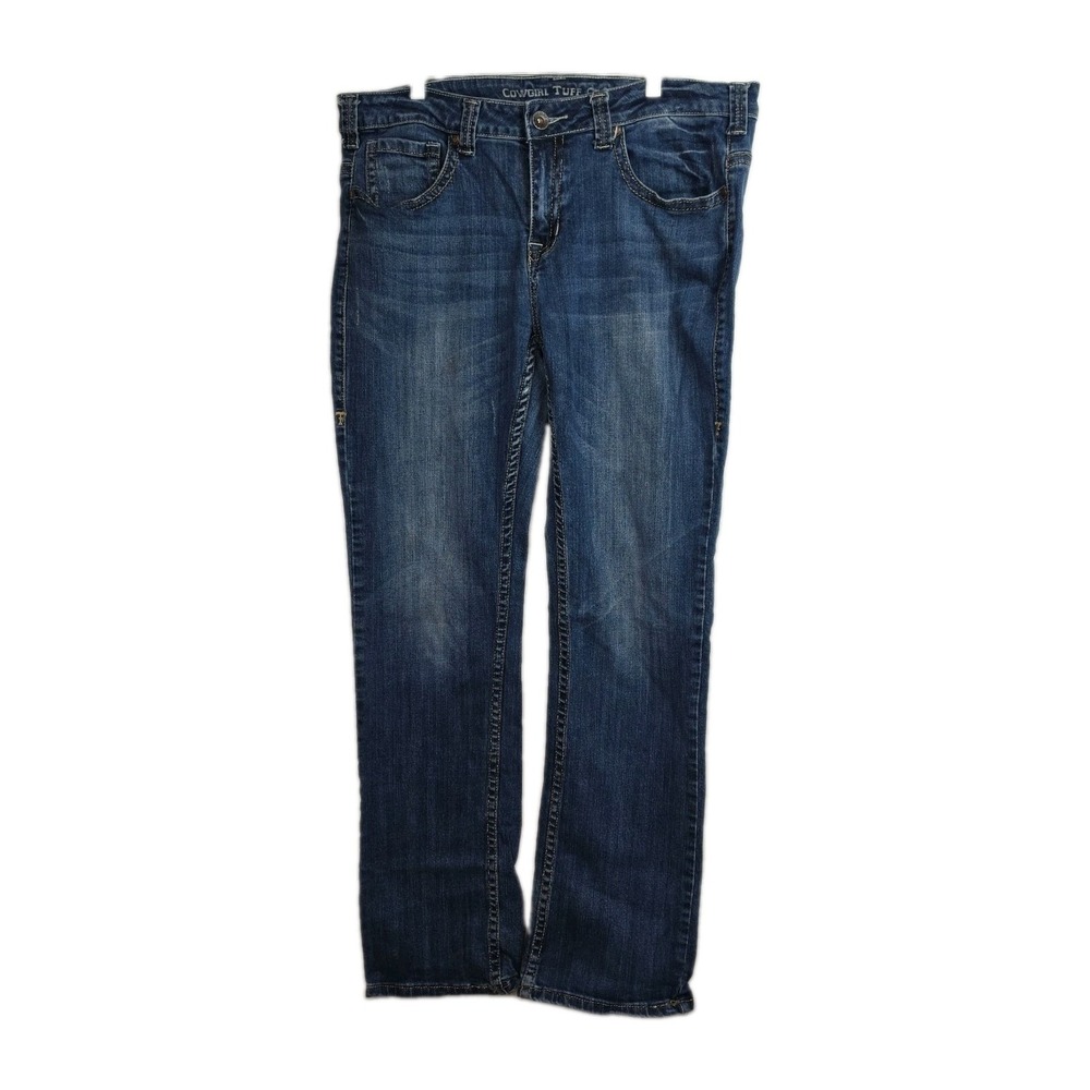 Cowgirl Tuff Longhorn Jeans Womens 35x35 Bootcut Western Embroidered Blue